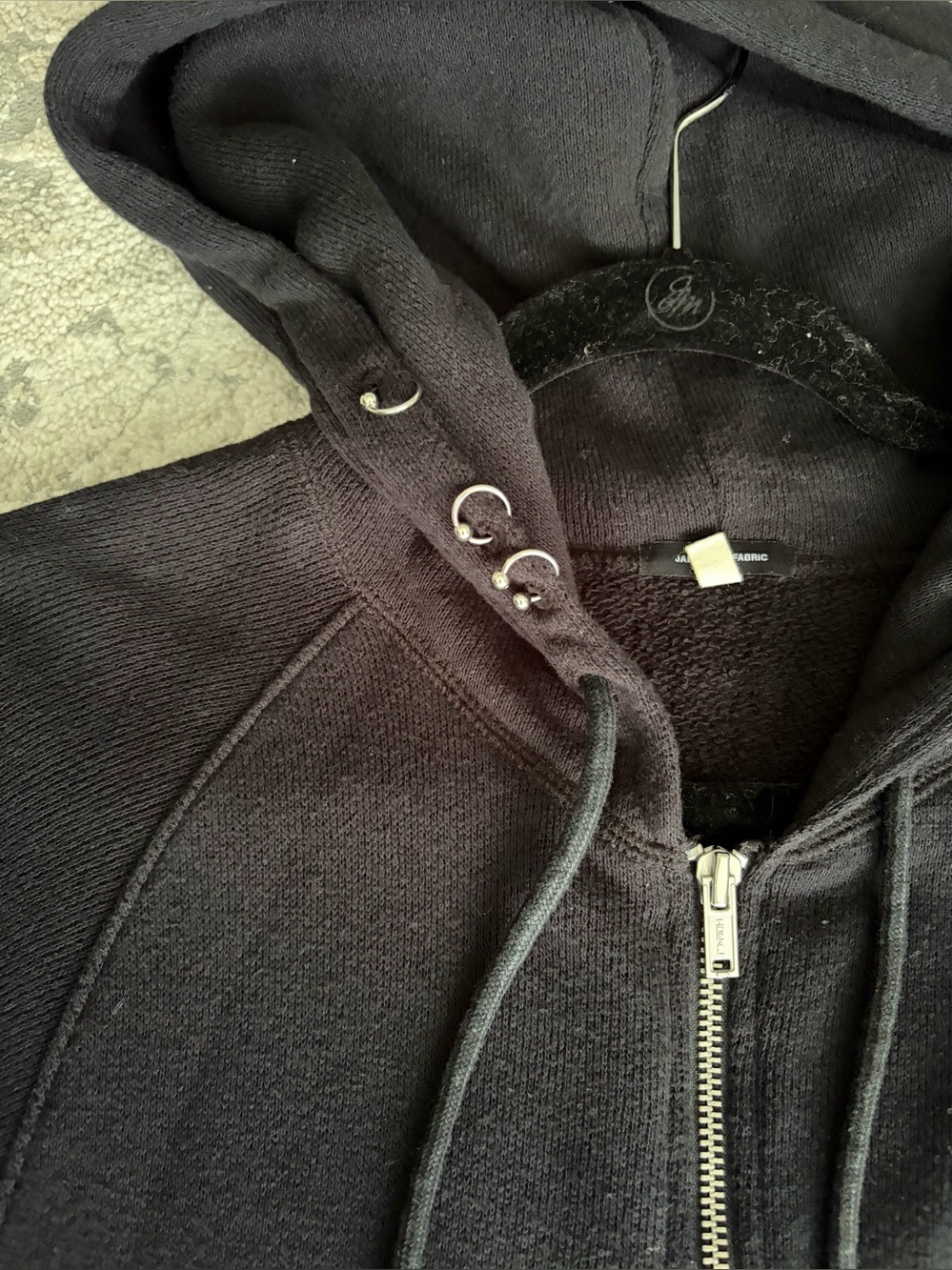 R13 rare zip up hoodie with body piercing rings black